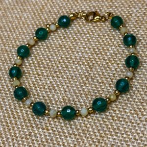 Brățară Onix verde si Opal galben